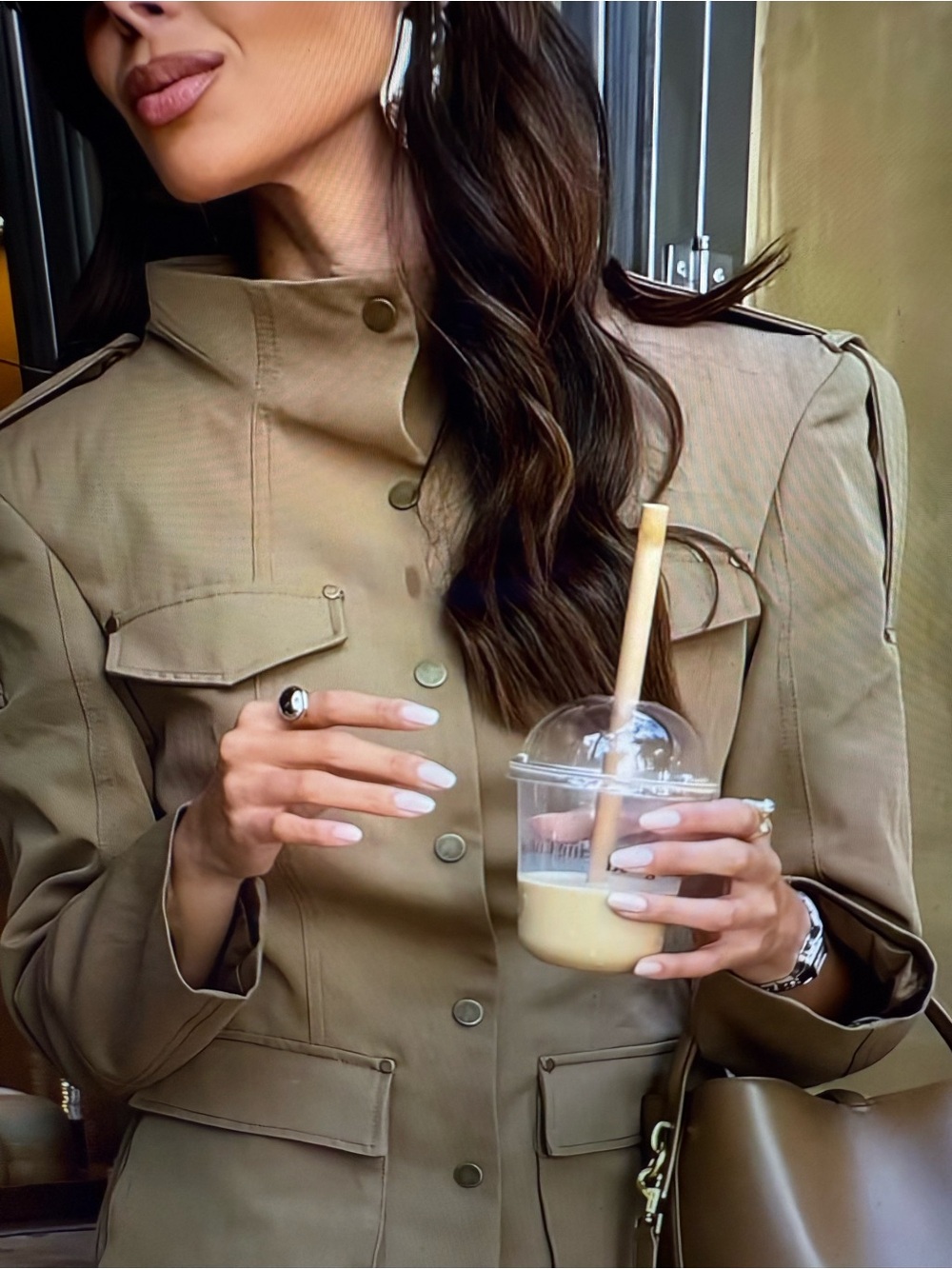 Paris Fashion Classic Tan Military-Style Women's Jacket